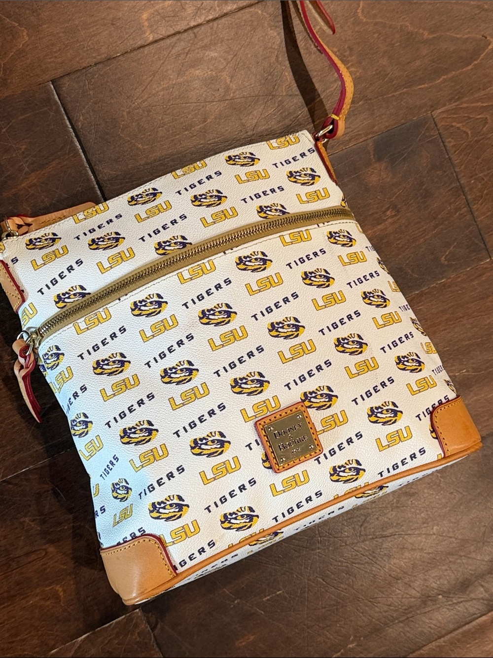 Dooney & Bourke White LSU Tigers Canvas Crossbody with Leather Trim